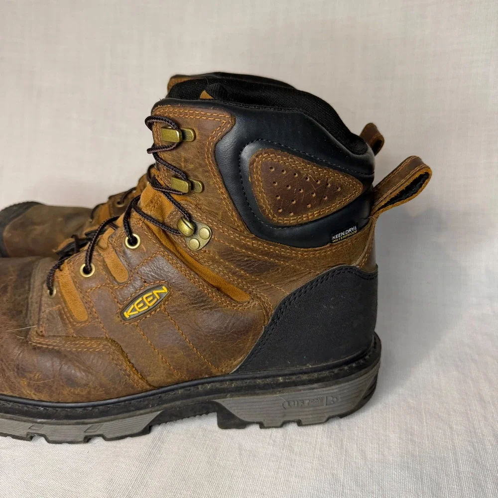 KEEN Utility Mens 13EE Brown Leather Waterproof Work Boots KEEN.DRY Mid Top